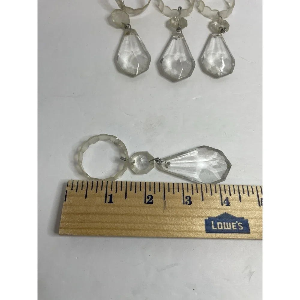 5 Vintage Antique Clear Chandelier Crystal Point Teardrop Prisms 3